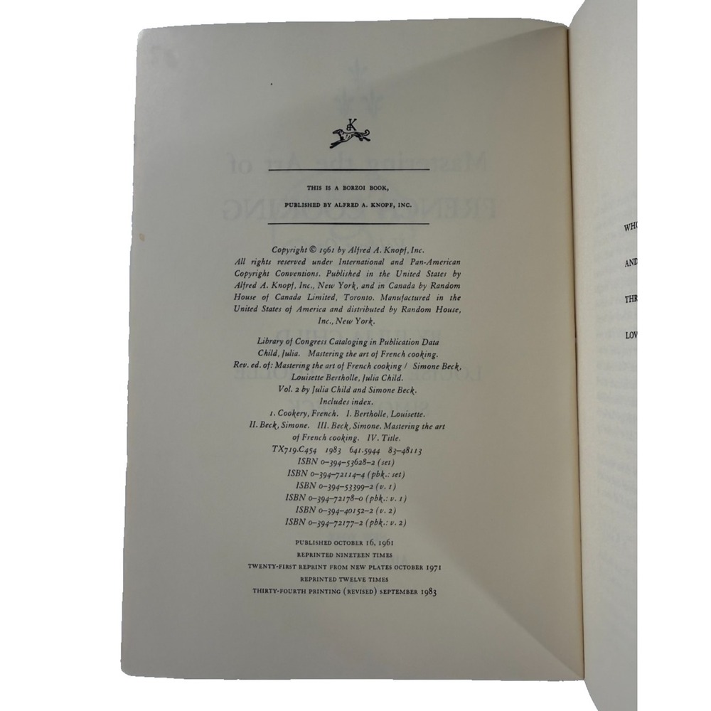 Mastering the Art of French Cooking Vol. 1 Julia Child Bertholle Beck Paperback - Picture 3 of 5
